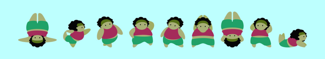 set of fat women cartoon icon design template with various models. vector illustration isolated on blue background