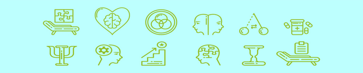 set of psychologist cartoon icon design template with various models. vector illustration isolated on blue background