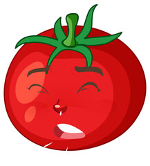 Tomato cartoon character with face expression on white background