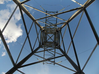 Electric tower, wire line, electricity, iron beams, tower height
