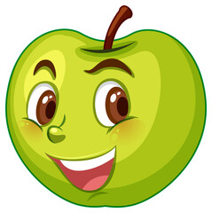 Apple cartoon character with facial expression