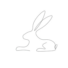Easter bunny rabbit line drawing, vector illustration