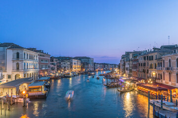 Italy, Venice. Grand Canal at Twilight from Rialto Bridge