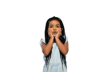 Happy longhair brunette little girl isolated on white studio background with copyspace for ad. Looks happy, cheerful, sincere. Childhood, education, human emotions, facial expression concept.