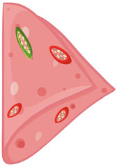 Sliced bologna sausage with chili isolated