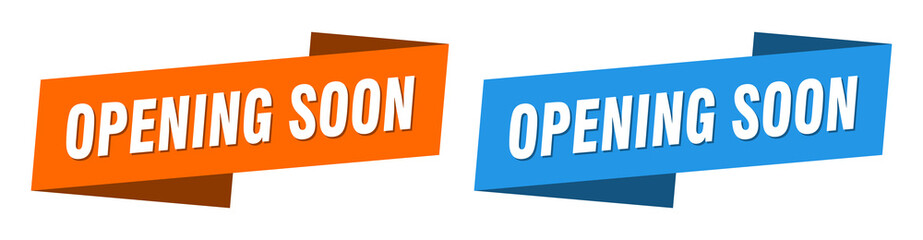 opening soon banner. opening soon ribbon label sign set