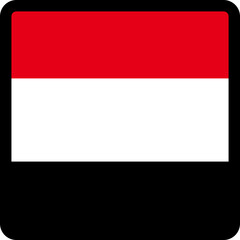 Flag of Yemen in the shape of square with contrasting contour, social media communication sign, patriotism, a button for switching the language on the site, an icon.