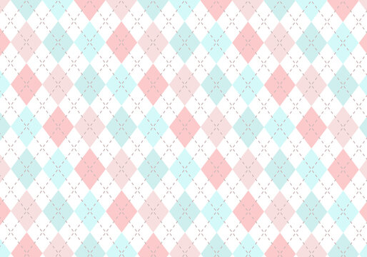 背景素材 アーガイルチェック柄33 白背景 薄いピンク 緑 水色 茶色 ピンク Stock Vector Adobe Stock