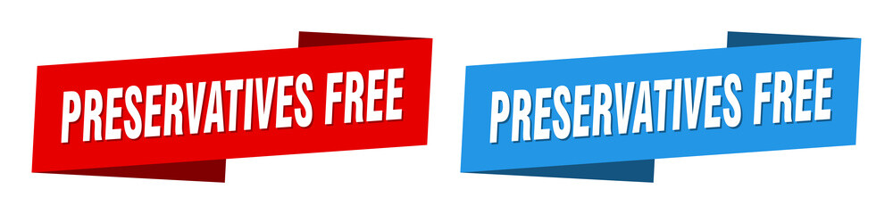 preservatives free banner. preservatives free ribbon label sign set