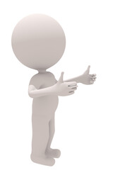 thinking speaking convice persuade man 3d character with finger up like, - 3d rendering