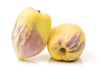 fresh Pepino fruit on white background