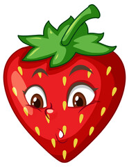 Strawberry cartoon character with facial expression