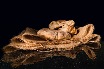 homemade bread on a linen cloath