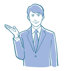 Illustration of the upper body of a young male businessman. A pop and comical pattern.