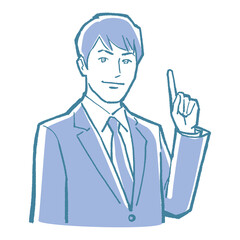 Illustration of the upper body of a young male businessman. A pop and comical pattern.