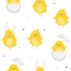 Materiał do szycia Easter seamless pattern. Chicken character. Vector illustration EPS10