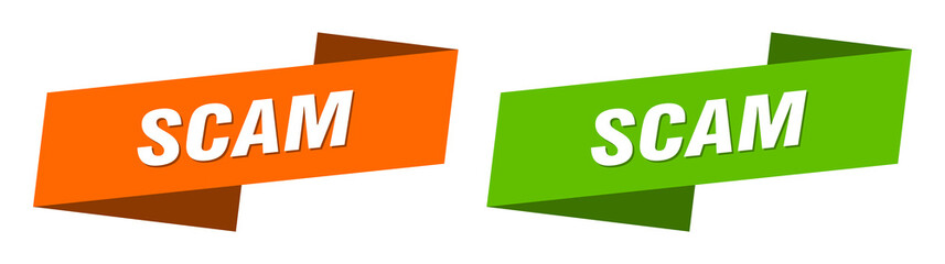 scam banner. scam ribbon label sign set