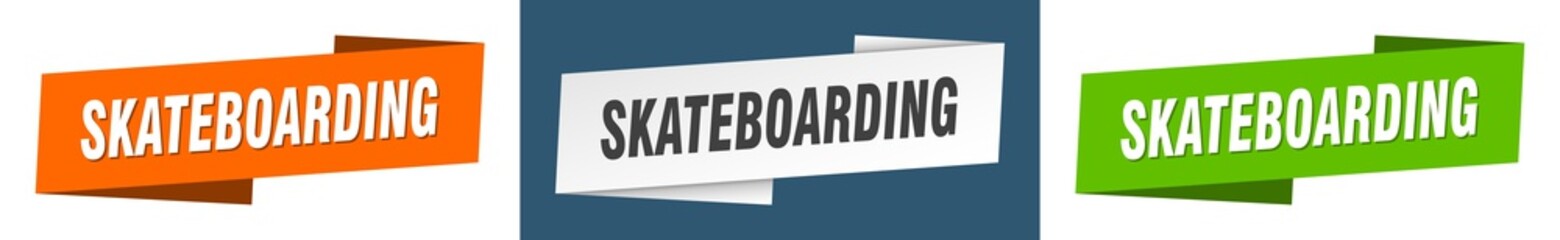 skateboarding banner. skateboarding ribbon label sign set