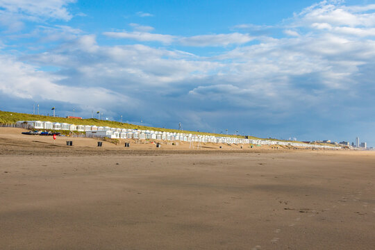 Beachhouses at the beach of Bloemendaal aan Zee, Netherlands