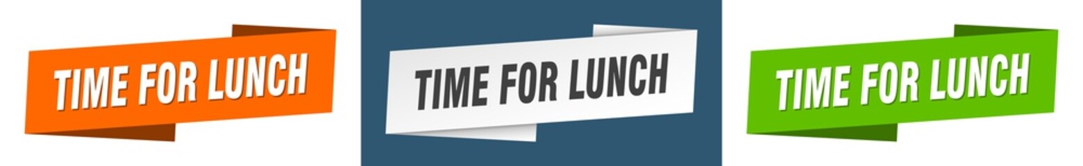 time for lunch banner. time for lunch ribbon label sign set