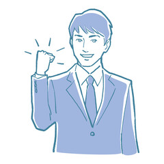 Illustration of the upper body of a young male businessman. A pop and comical pattern.