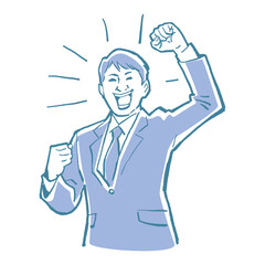 Illustration of the upper body of a young male businessman. A pop and comical pattern.