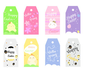 Set of cute Happy Easter gift tags
