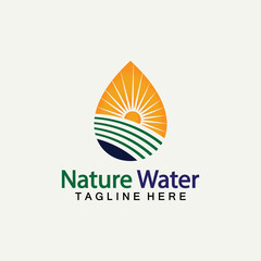 Nature Water logo vector icon illustration design  template.Ecology logo.Water Drop Leaf Logo.Water Drop Design Template vector illustration