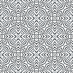 Medallion seamless pattern. Black and white