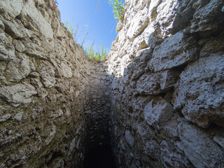 Interior of an old well next to a reservoir in southern Spain