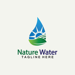 Nature Water logo vector icon illustration design  template.Ecology logo.Water Drop Leaf Logo.Water Drop Design Template vector illustration