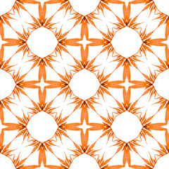 Arabesque hand drawn design. Orange optimal boho