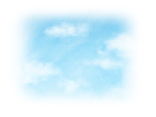 青空の水彩背景　四角　昼　イラスト素材