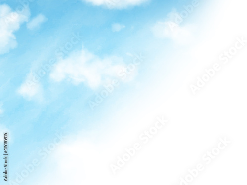 青空の水彩背景 昼 斜め 壁紙 イラスト素材 Wall Mural ベスパ