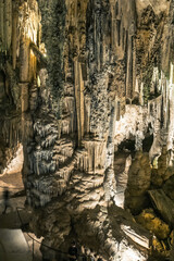 Inside the Cueva de Nerja (Nerja's cave), an impressive cavern that can be visited in Andalucia, Spain