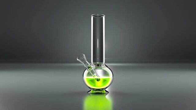 3D Illustration of a Bong to smoke Cannabis or other drugs with a liquid inside.