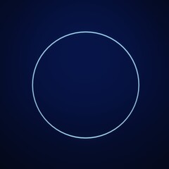 3D render still life with neon glowing circle on blue background