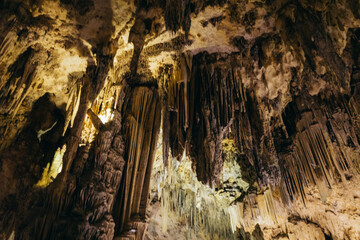 Fototapeta premium Inside the Cueva de Nerja (Nerja's cave), an impressive cavern that can be visited in Andalucia, Spain