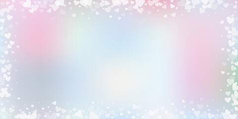 Fototapeta na wymiar White heart love confettis. Valentine's day frame