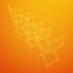 Director movie workplace chair. Wireframe low poly mesh vector illustration