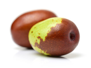 jujube or chinese date on white background