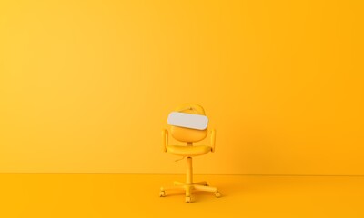 Blank sign on an empty chair. Hiring new job vacancy concept. 3D Rendering