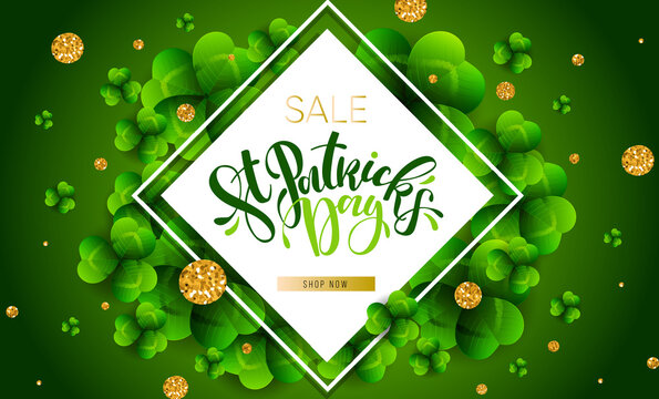 Saint Patrick s Day Sale banner. Typography poster template. Vector Illustration