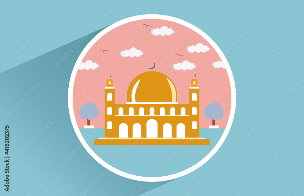 Wall mural decoration mosque vector illustration, perfect for ramadan kareem background, wallpaper and celebrat