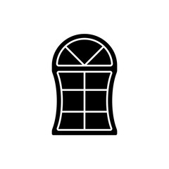 Custom windows black glyph icon. Fitting design into window opening. Unique, distinctive styles and features. Special shapes. Silhouette symbol on white space. Vector isolated illustration