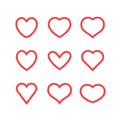 Hearts vector icon collection. Valentine's day romance symbols.