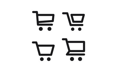 Shopping cart vector icon collection. E-commerce online shop symbol.