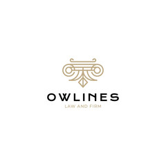 Owl line law firm logo vector icon illustration simple style