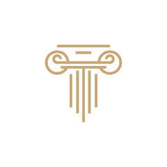 law pillar logo vector icon illustration line outline style