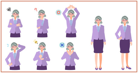 スーツを着た女性のリアクションセット